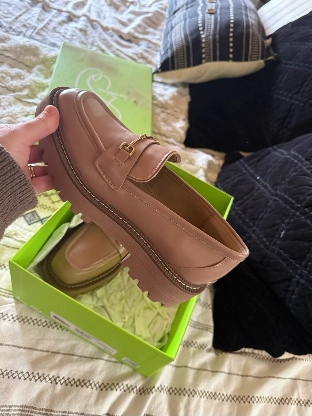 Sam Edelman Lug Sole Loafers in Blush Pink